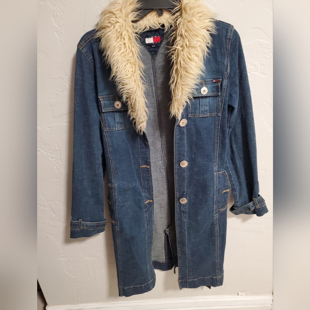 Tommy Hilfiger Denim Jacket with Faux Fur Trim